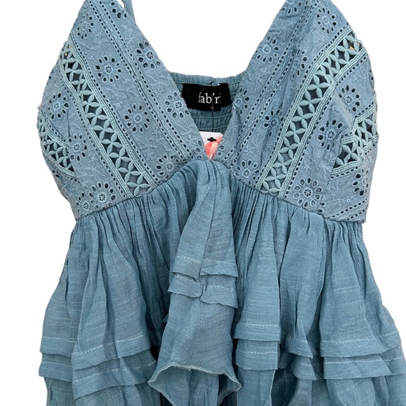 New ruffled babydoll semi cropped fit flare flowy breezy eyelet blouse top - Picture 6 of 8